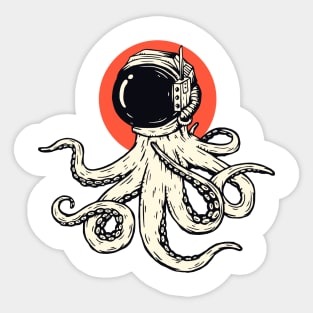 Octopus Astronaut Helmet Japanese Style Sticker